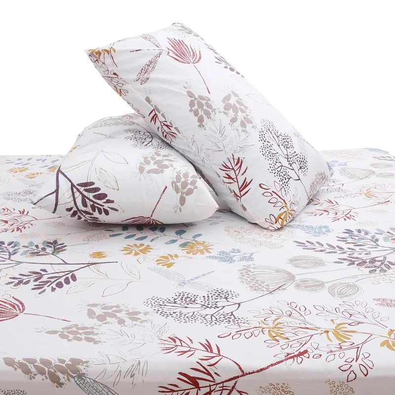 White Florals Double Bed Sheet with Pillow Covers 96x102 Inches