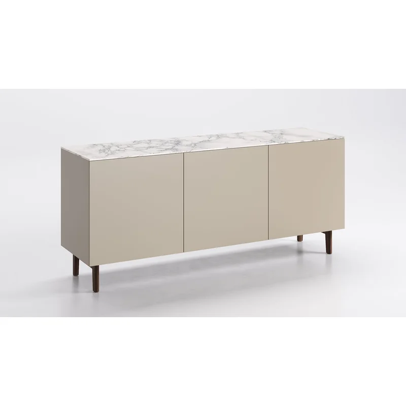 Universal 3 Doors Sideboard Ebony Silk White Marble