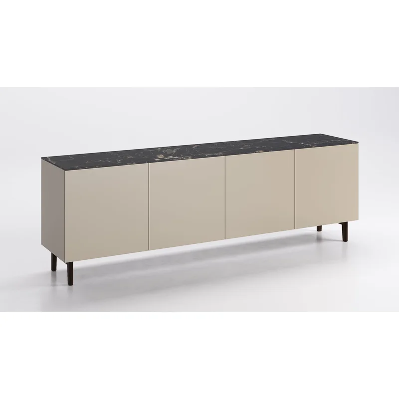 Universal 4 Doors Sideboard Ebony Calacatta Black Marble