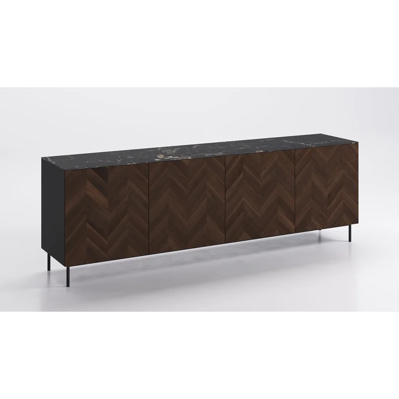 Universal 4 Doors Sideboard Ebony Calcatta Black Marble
