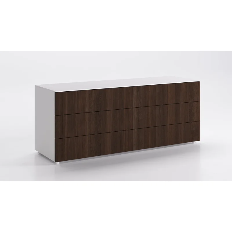 Universal Dresser 6 Drawer Matt Optic White Smoke Wood