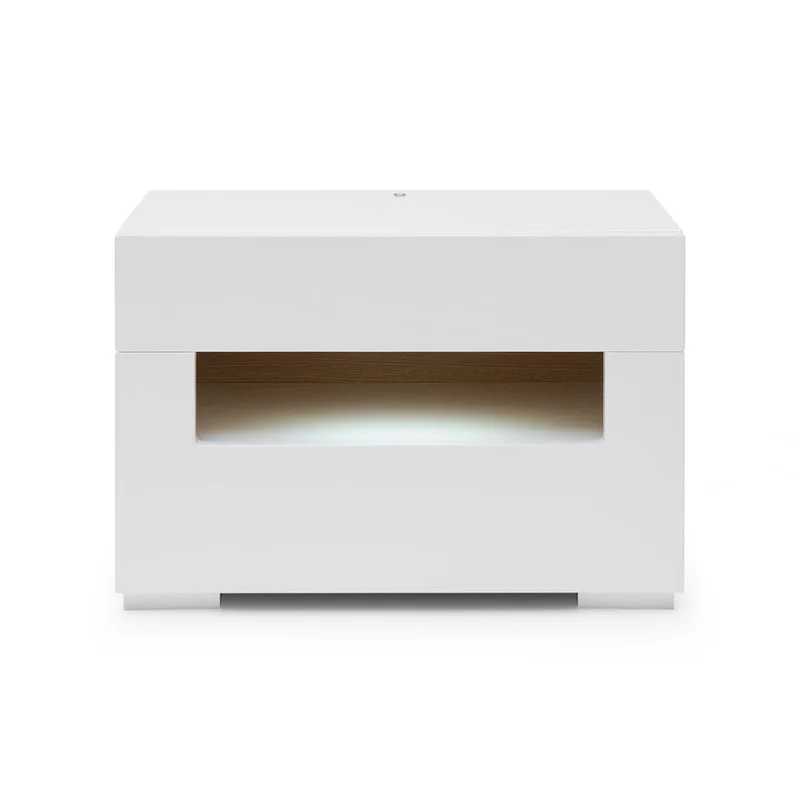 Vig Furniture Modrest Ceres - Modern LED White Lacquer Nightstand