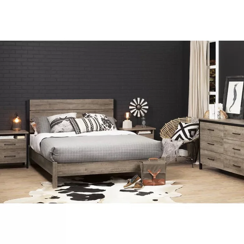 Weathered Oak/Matte Black Munich 6 Drawer 59.25'' W