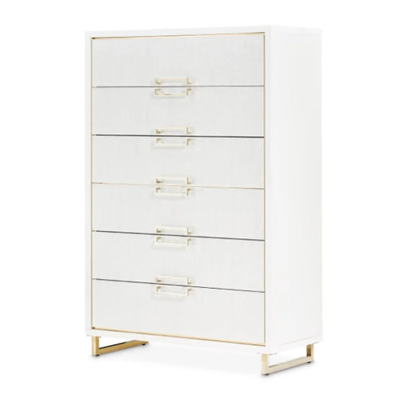 AICO Furniture Palm Gate 6 Drawer Chest in Cloud White