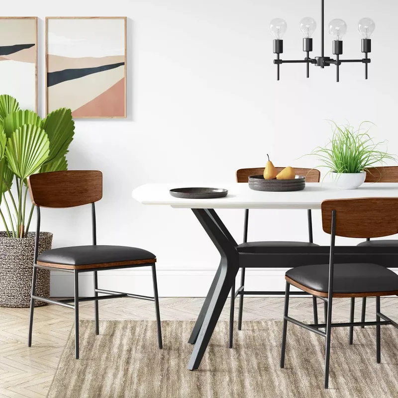 2pk Telstar Mid-Century Modern Mixed Material Dining Chair