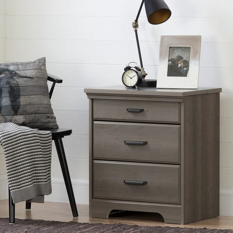 27.75'' H x 17.50'' D Gray Maple Versa 3 Drawer Nightstand