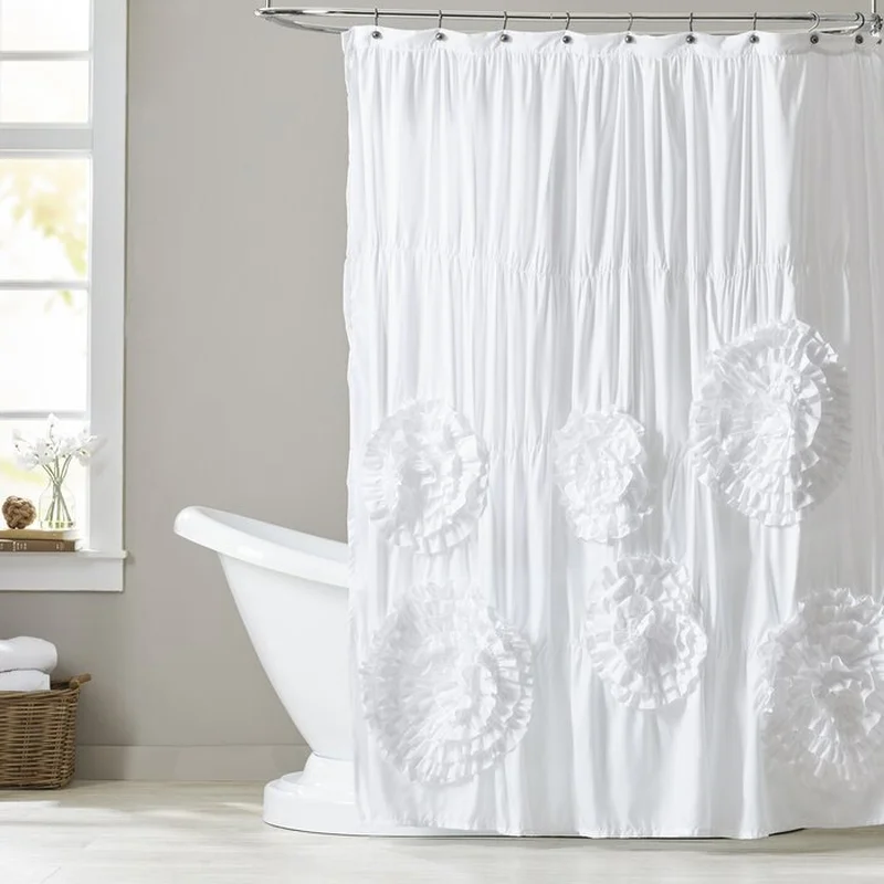 72" W x 72" L White Noren Solid Color Single Shower Curtain