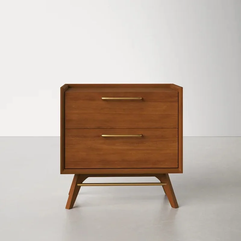 Alston 24'' Tall 2 - Drawer Solid Wood Nightstand in Walnut
