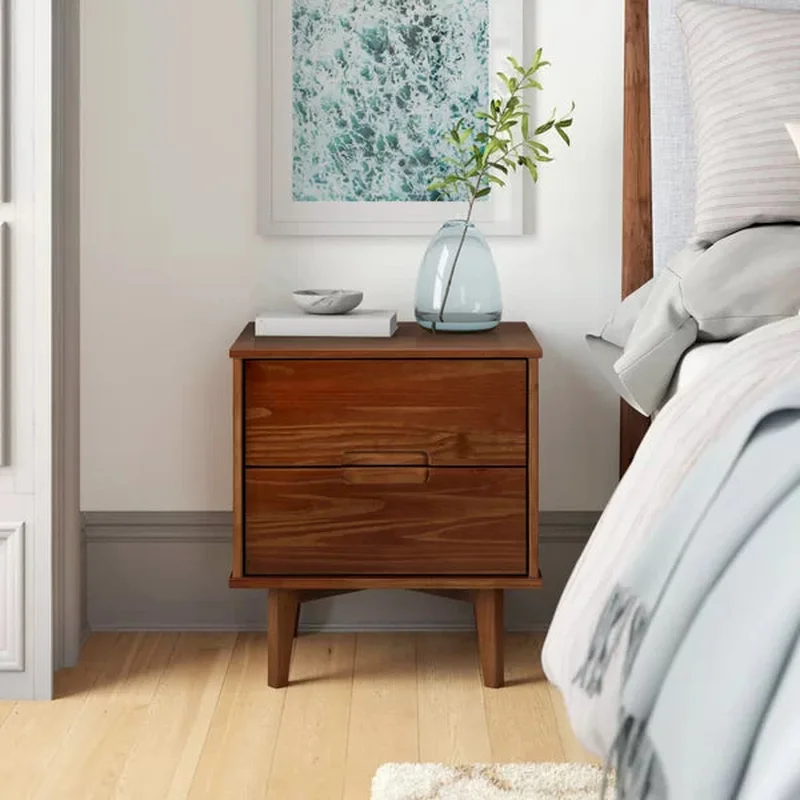 Walnut Mags 21.94'' Tall 2 - Drawer Solid Wood Nightstand