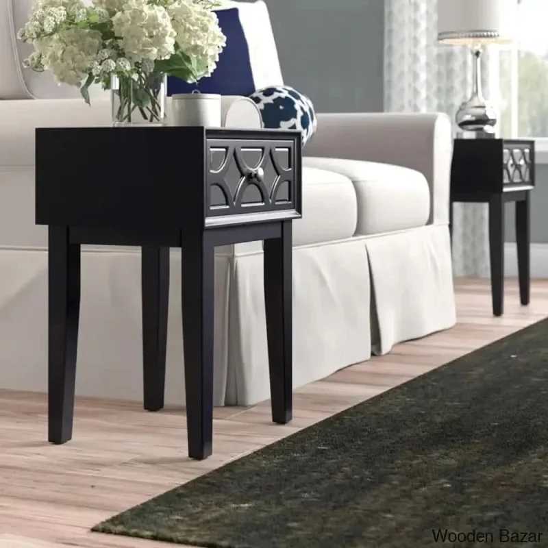 Wooden Bazar Solid + Manufactured Wood Nightstand (Set of 2)