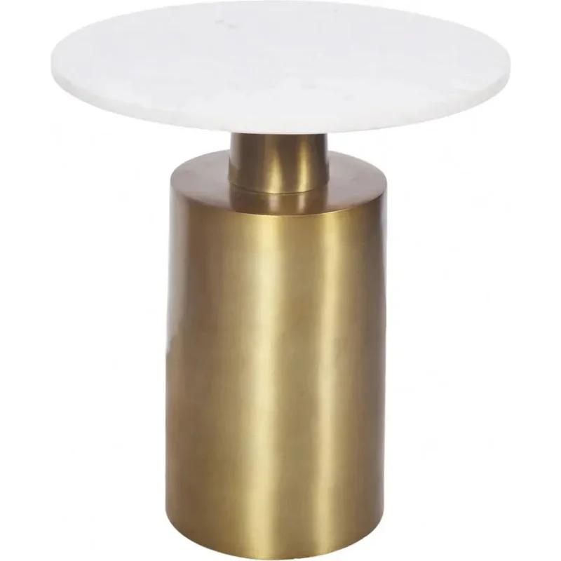 France Aluminum & White Marble Round Accent Table