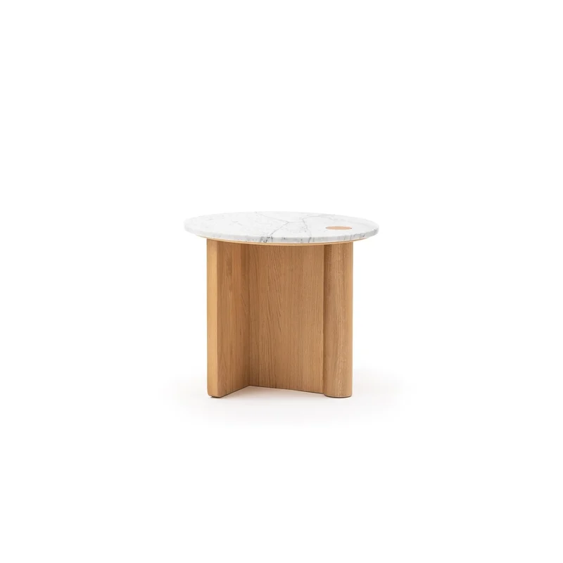 Pivot Side Table - Light Oak & Bianca Carrara