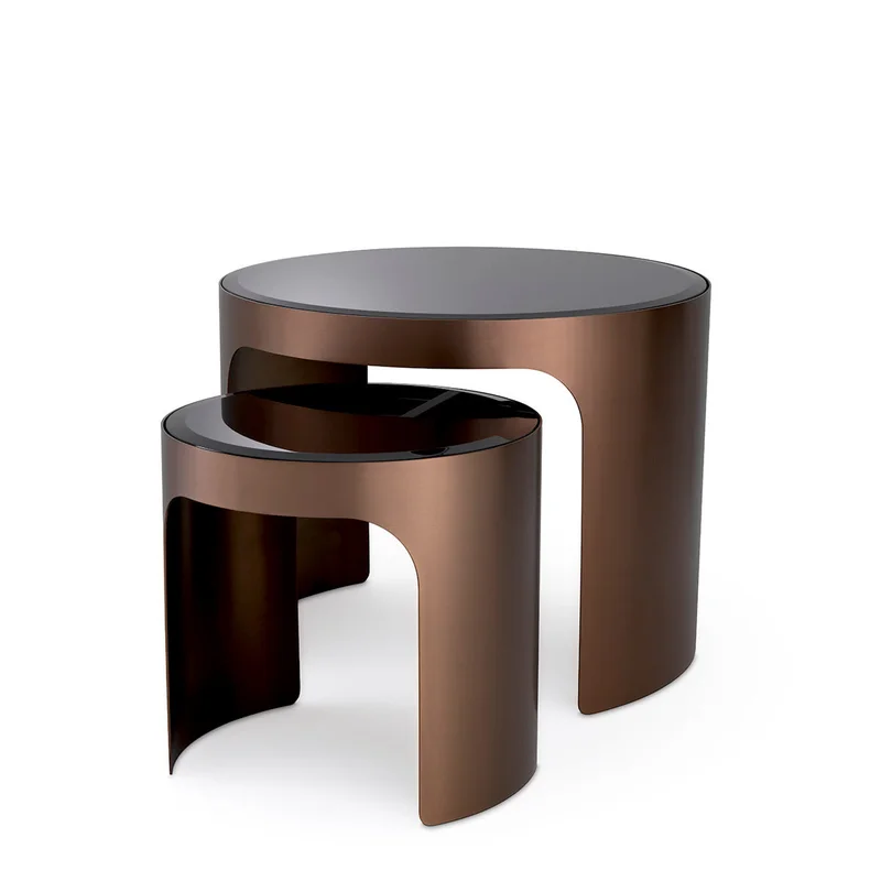 Side Table Piemonte Set Of 2 Brushed Copper Finish