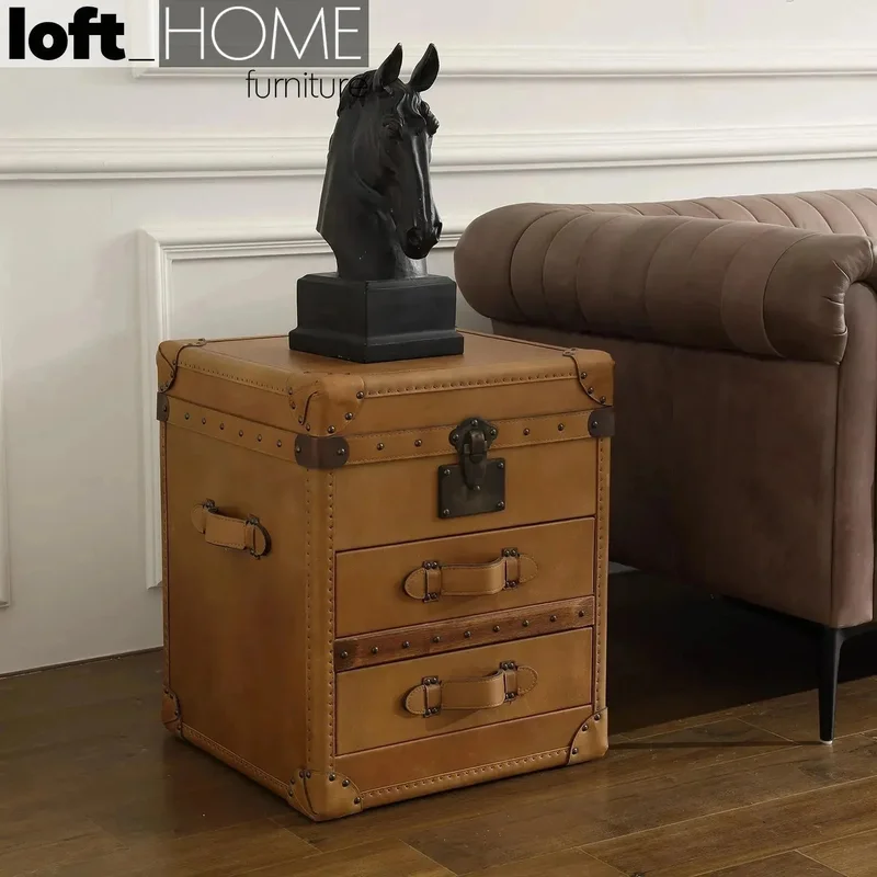 Vintage Genuine Leather Side Table NUT TER TRUNK