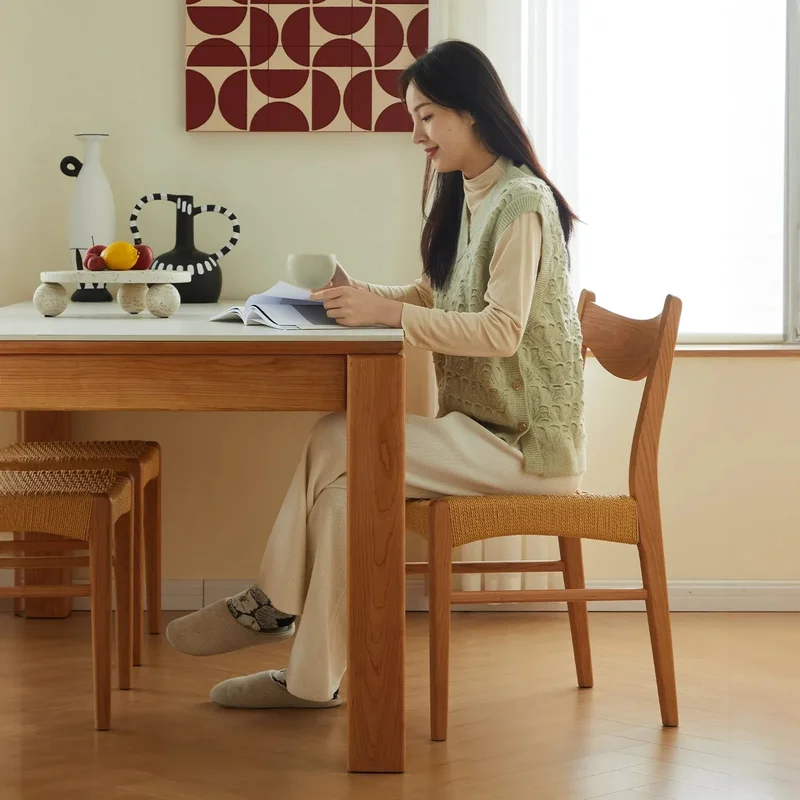 [Clearance] Scandinavian Cherry Wood Woven Rope Dining Chair SURGE