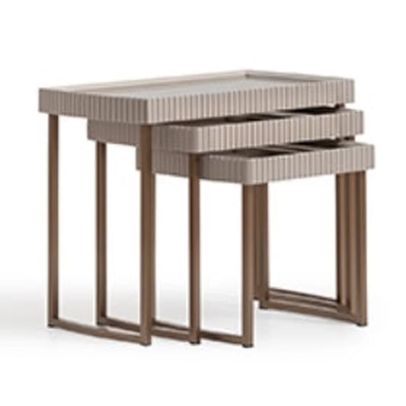 AICO Furniture Lisbon Nesting Table in Silken Cream Bronze