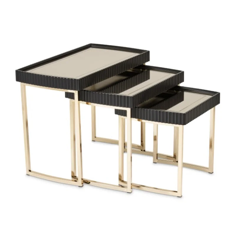 AICO Furniture Lisbon Nesting Table in Silken Matte Black