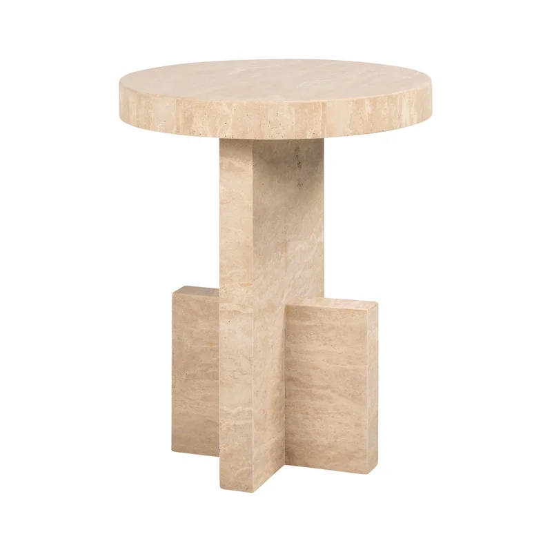 Beige Travertine End Table | Richmond Interiors Biltmore