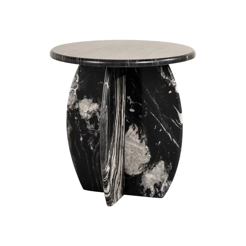 Black Marble Round End Table | Richmond Interiors Bancroft