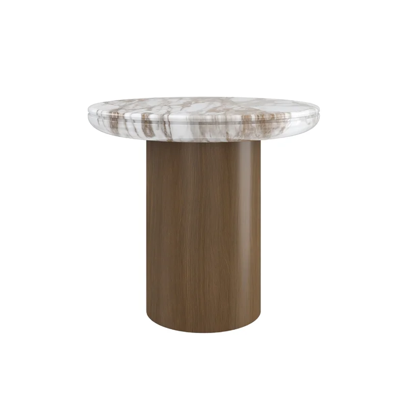 Cylindrical Walnut Base Side Table | Caracole Seychelles