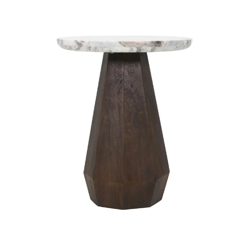 Round Marble Brown End Table | Richmond Interiors Oberoy