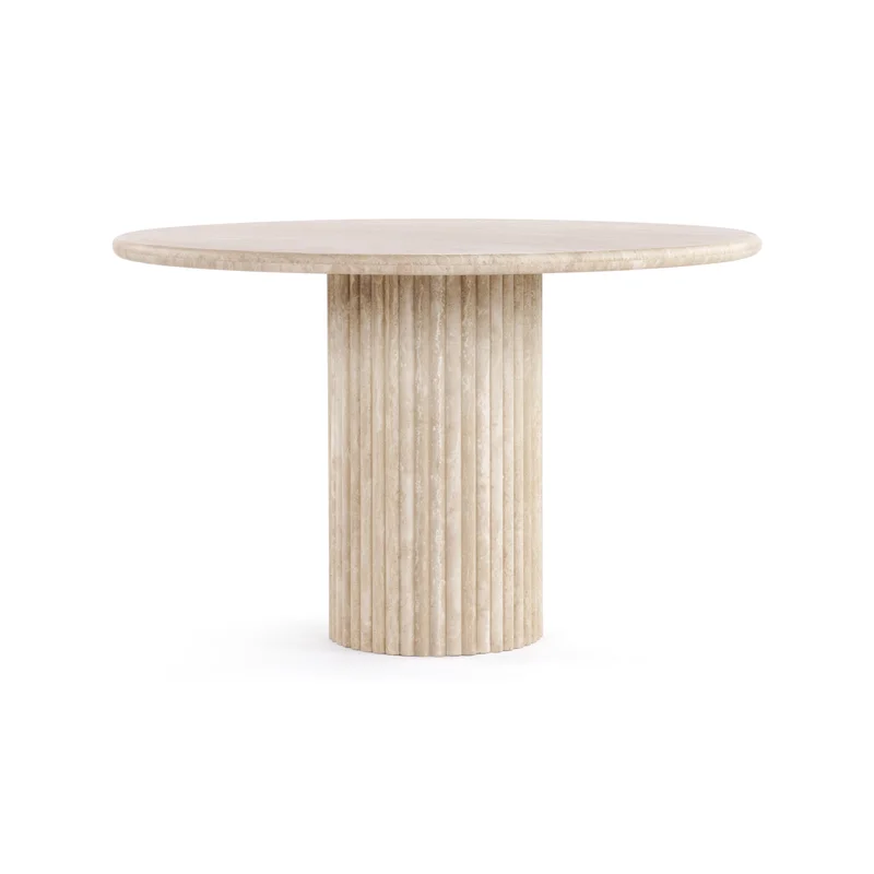 Saturn - Saturn Round Pedestal Dining Table Travertine 47in