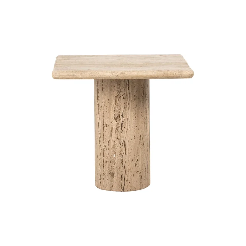 Square Travertine Pedestal Side Table | Richmond Interiors Hampton