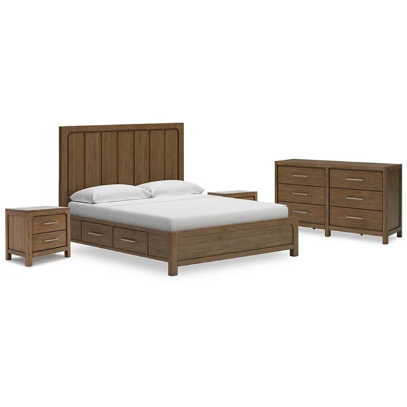 Cabalynn California King Panel Storage Bed with Dresser and 2 Nightstands