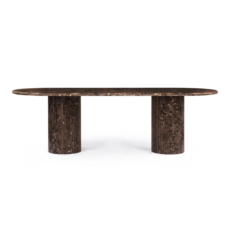 Saturn - Saturn Oval Dining Table Dark Emperador Marble 98in