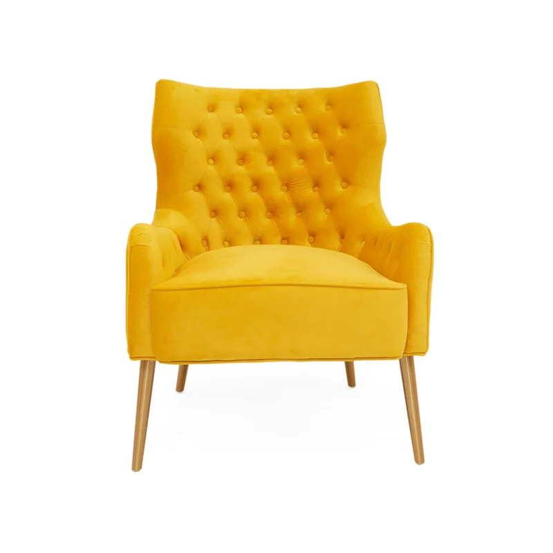 Yellow Velvet Tufted Accent Chair | OROA Modern Everly