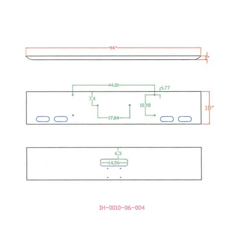 Western Star 4900SF 18" Texas Square Chrome Bumper With 4 Oval Led Light Cutouts