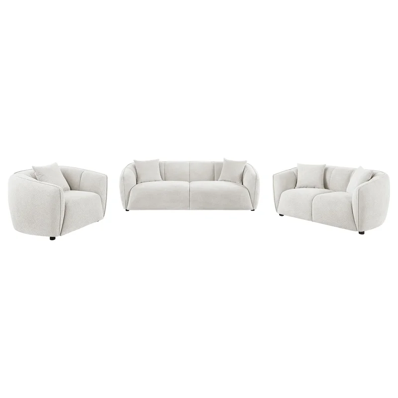 Aleisha 3-piece Fabric Upholstered Sofa Set Sand