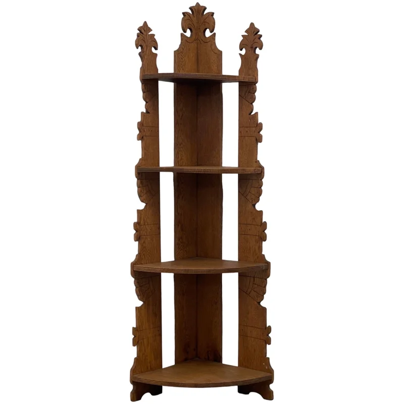 Antique Style Corner Bookshelf Fixed Shelves
