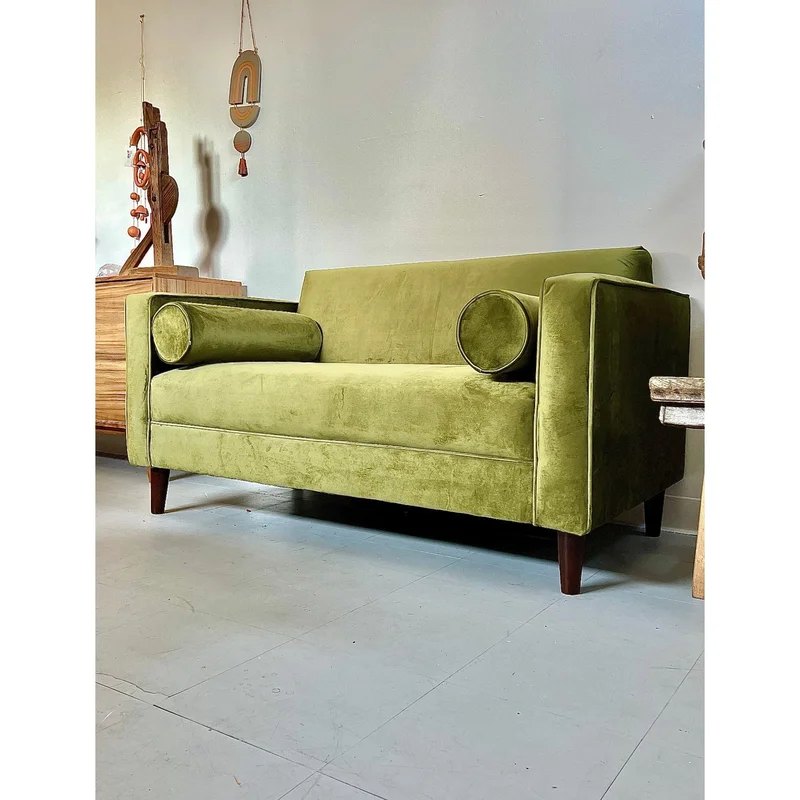 Brand New Loveseat Sofa Avocado Green Velvet Upholstery Solid Wood Frame (Available by Online Purchase Only)
