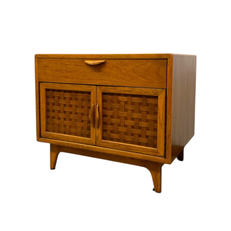 Mid-Century Modern Likely Oak Woven Front Cabinet by Lane Furniture Altavista VA 1970s