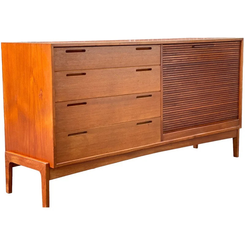 Vintage Imported Danish Modern Teak Credenza/Buffet Tambour Door by William Watting (Available by Online Purchase Only)