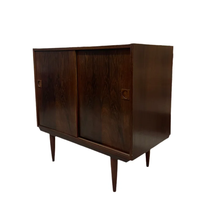 Vintage Imported Mid Century Danish Modern Rosewood Toned Cabinet.