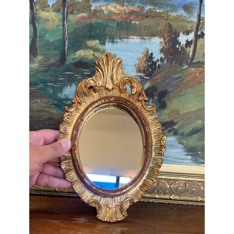 Vintage Italian Florentia Possibly Giltwood Rococo Style Wall Mirror Hand Made in Italy