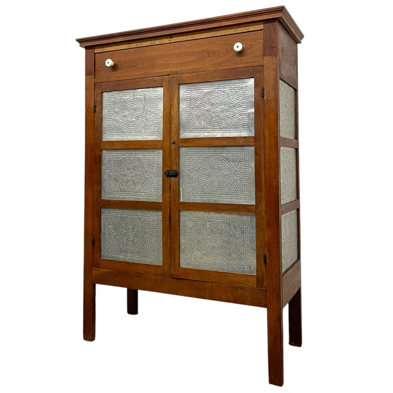 Wood and Metal Pie Cabinet with Fixed Interior Shelves (Available for Online Purchase Only)