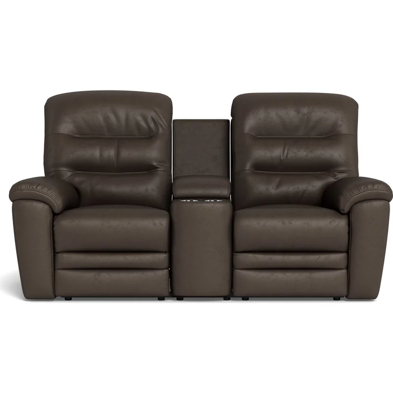 Keiran Power Reclining Loveseat with Power Headrest Power Lumbar Console