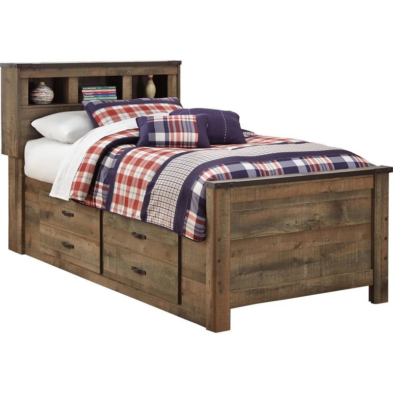 Trinell Twin Bookcase Storage Bed - Brown