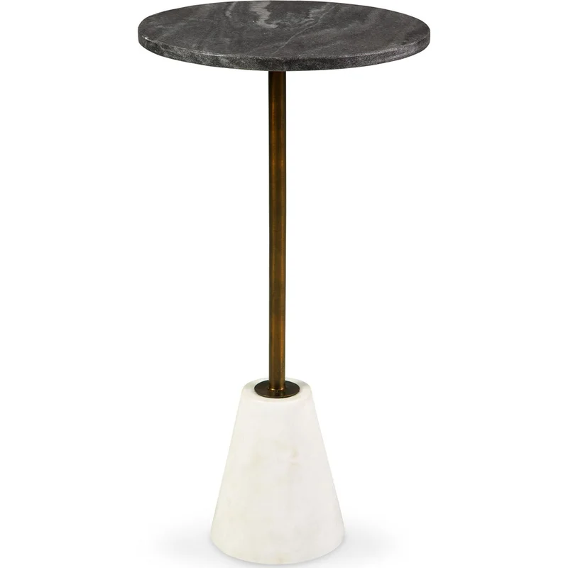 Caramont Accent Table - Black/White/Gold Finish
