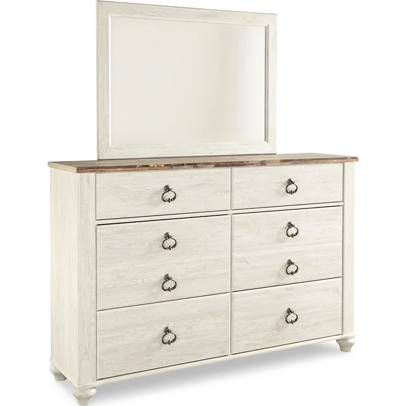 Willowton Dresser and Mirror - Whitewash