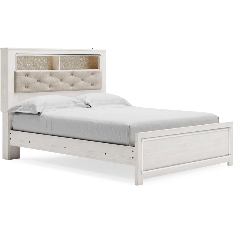 Altyra Bookcase Platform Bed - White
