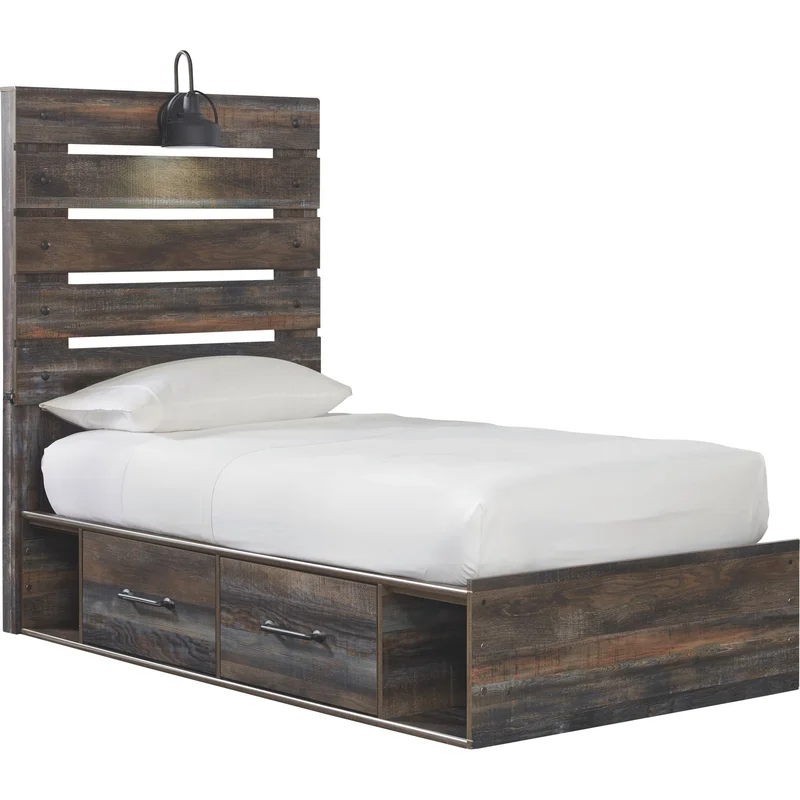 Drystan Panel Bed with 2 Drawer Storage - Multi