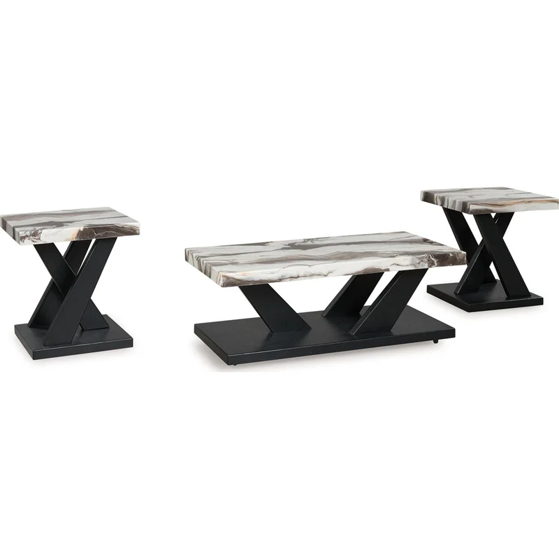 Cendill 3 Pack Tables - Dark Brown/White/Black