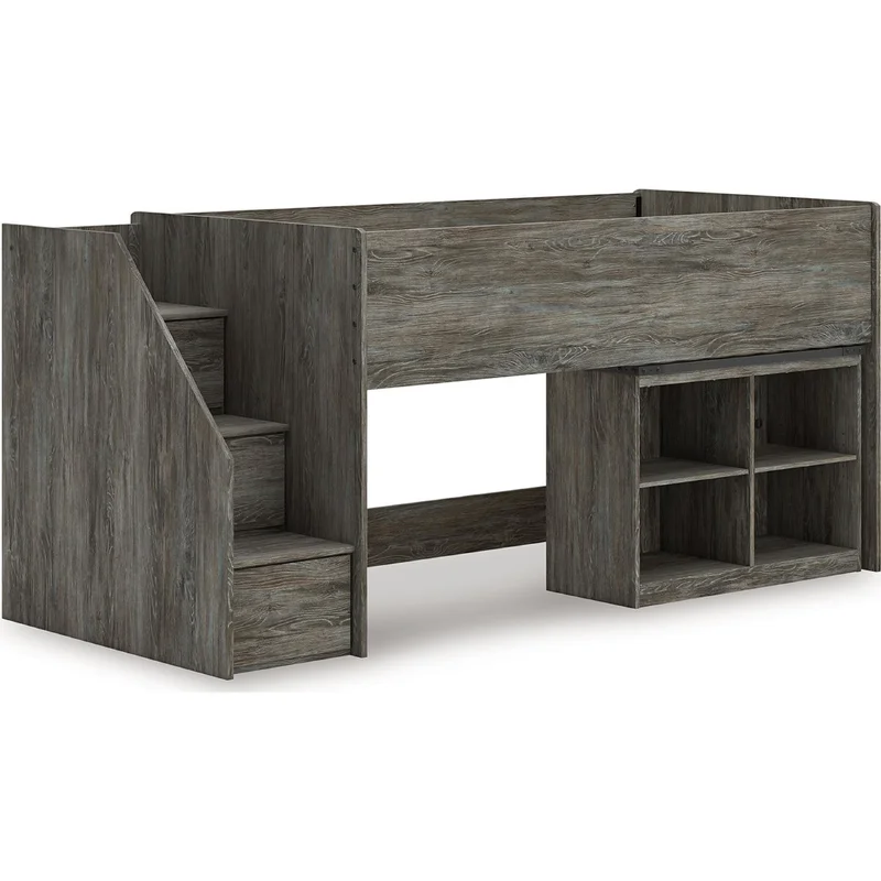 Frandern Twin Loft Bed with Storage - Gray