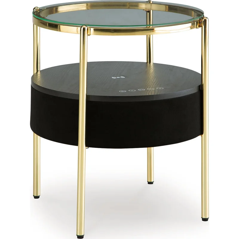 Nedman Accent Table with Speaker - Black/Gold Finish