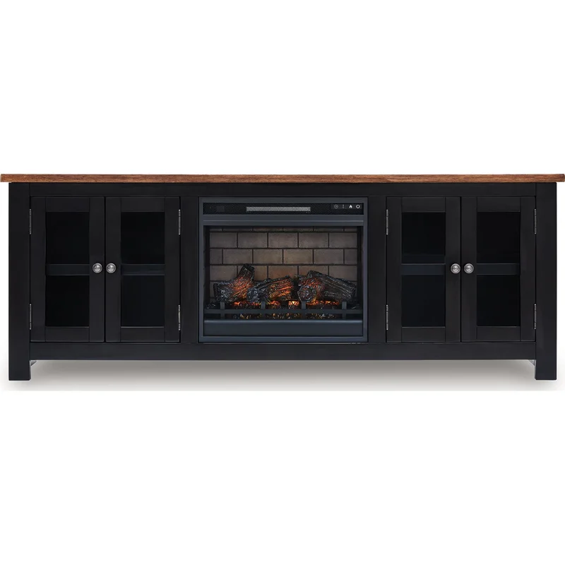 Wildenauer TV Stand with Fireplace - Brown/Black