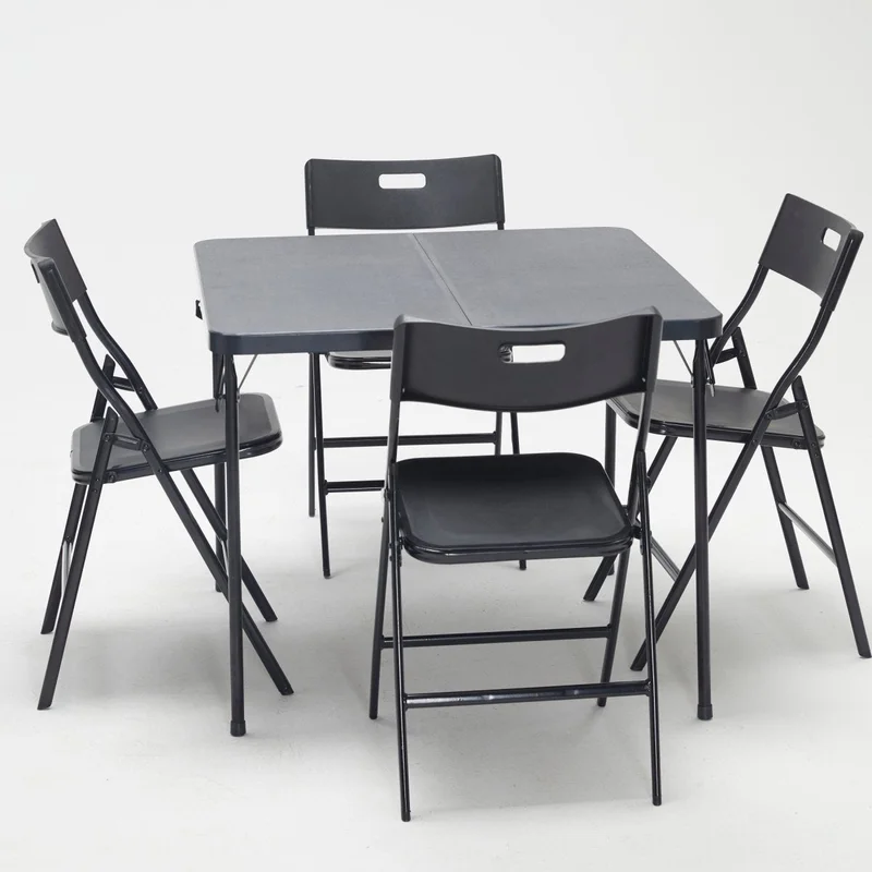 5-Piece Folding Table and Chair Set Black